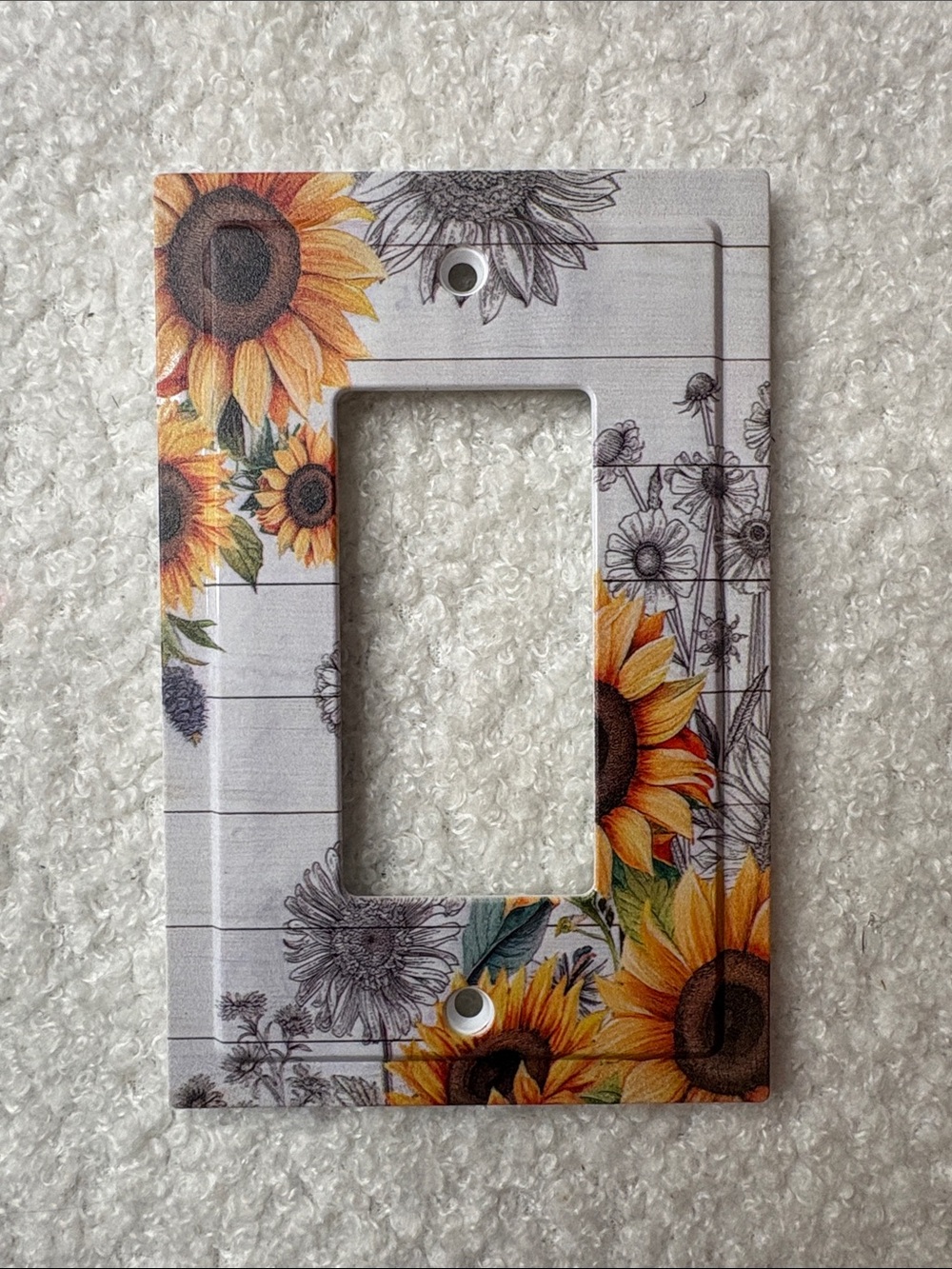 Sunflower Pattern Single Rocker Switch Plate Cover - Floral Accent